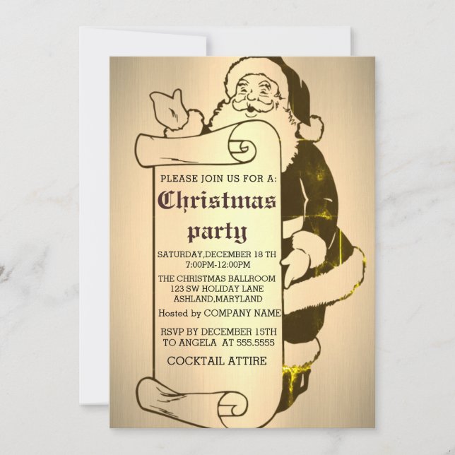 Parfait, Cool, Gold Santa Claus Invitation de vaca (Devant)