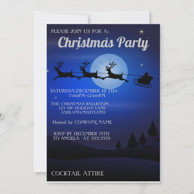 Parfait, Cool, Invitation de Noël Bleu (Devant)