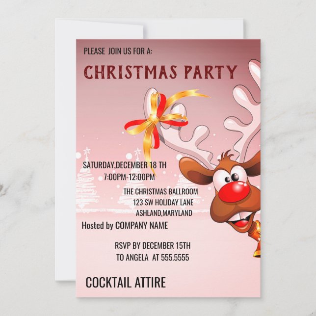 Parfait, Cool, Invitation de Noël rose (Devant)