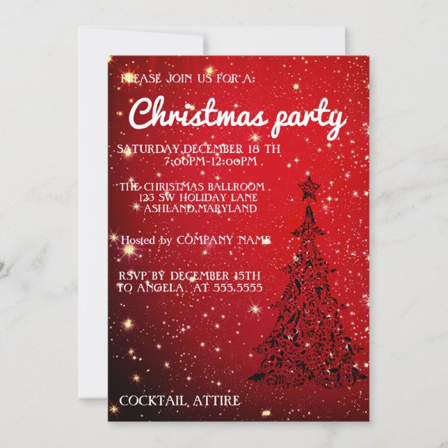 Parfait, Cool Sparkly Red Christmas Invitation (Devant)