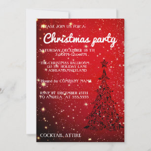 Parfait, Cool Sparkly Red Christmas Invitation