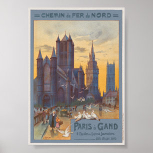 Paris à Gand Poster vintage 1892