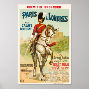 Paris à Londres Poster vintage années 1890