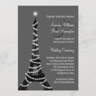 Paris au faire-part de mariage de nuit
