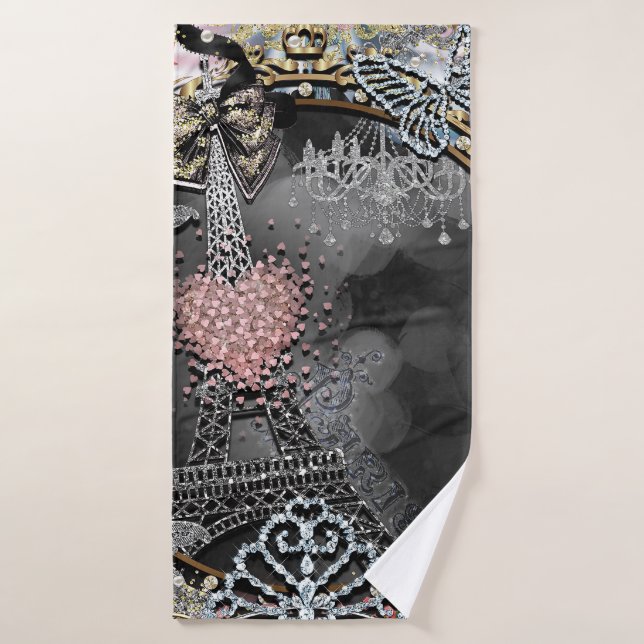 Paris Bling Glamor Sparkle France Girly Trendy (Serviette de bain)