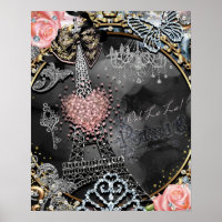 Paris Bling Glamour Sparkle France Girls Poster