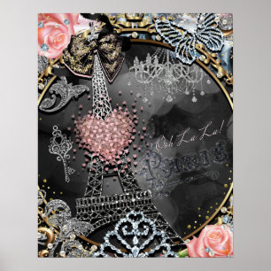 Paris Bling Glamour Sparkle France Girls Poster