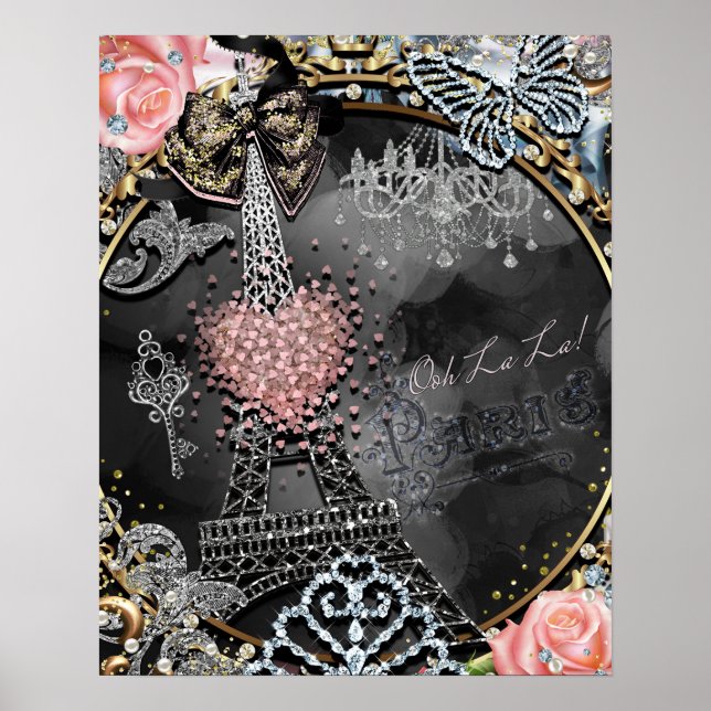 Paris Bling Glamour Sparkle France Girls Poster (Devant)