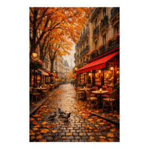 Paris Café d'Automne – Affiche de Chute Chaude