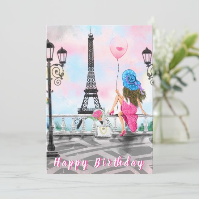 Paris Carte d'anniversaire avec Tour Eiffel (Debout devant)