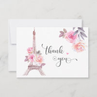Paris Carte de remerciements, Tour Eiffel Florale 