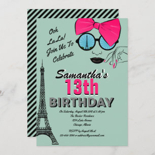 Paris Carte d'invitation d'anniversaire à thème