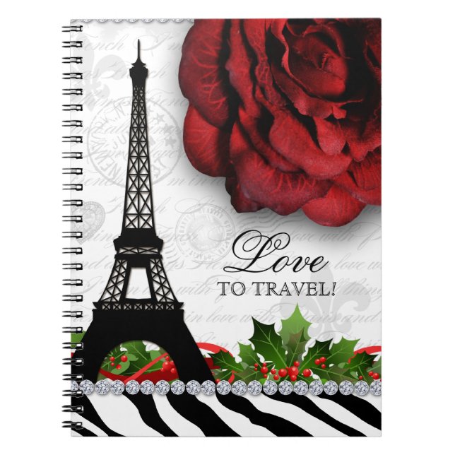 Paris Christmas Travel Journal Eiffel Tower Rose (Devant)