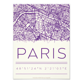 Paris Coordinates Map Poster – Minimal City Street