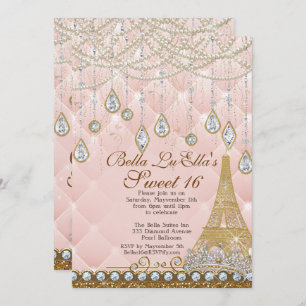 Paris Diamant et Perles Invitation de fête d'anniv
