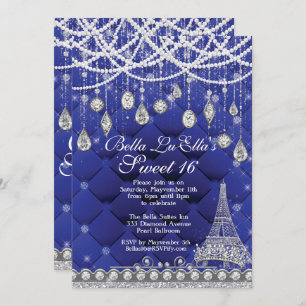 Paris Diamant et Perles Invitation de fête d'anniv