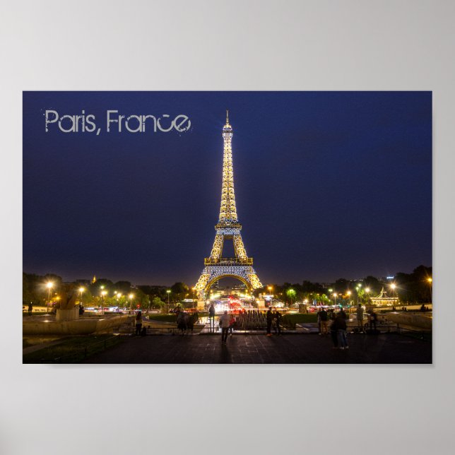 Paris Eiffel Tower Night Lights Poster (Devant)