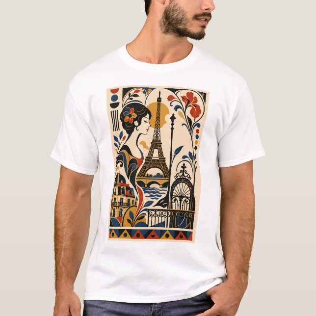 Paris Elegance – Geometric Art T-Shirt (Devant)