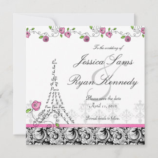 Paris Enregistrer la carte Mariage date noir blanc
