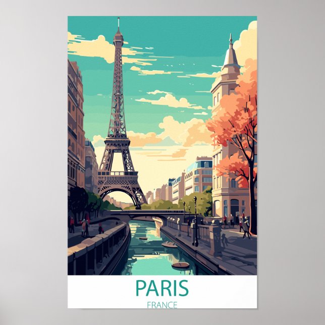 Paris France, Affiche de voyage de la Tour Eiffel (Devant)