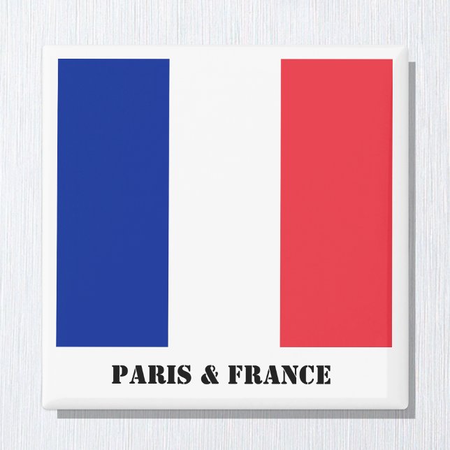 Paris & France, Aimant Drapeau Français (Créateur téléchargé)