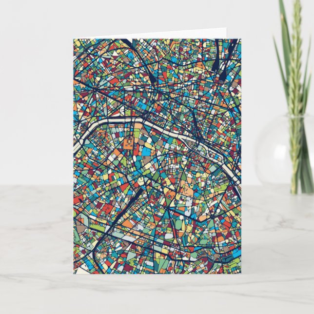 Paris France | Carte colorée (Devant)