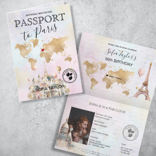 Paris France Carte des passeports d'anniversaire