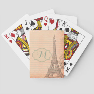 Paris France Eifel Tower Shabby Chic Cartes De Jeu