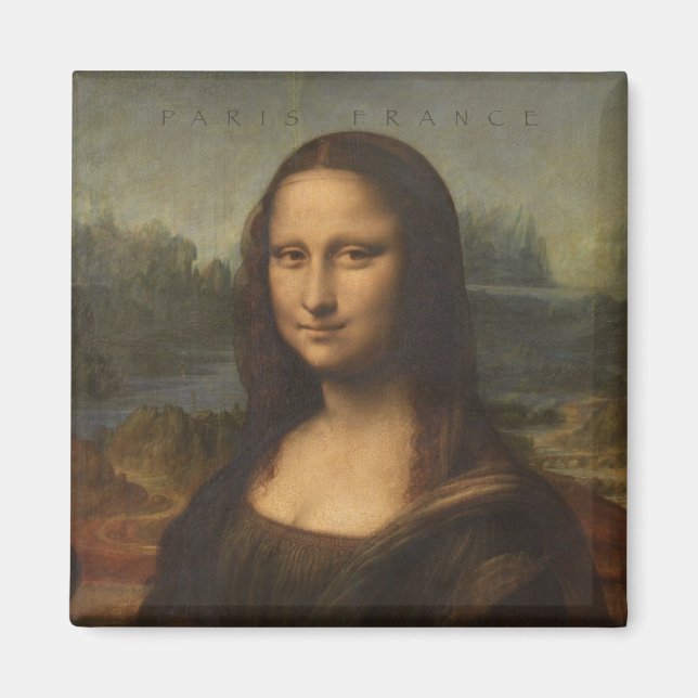 Paris France Mona Lisa Travel Souvenir Magnet (Devant)