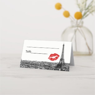 Paris France Skyline Red Kiss #1 BW Escort Cartes