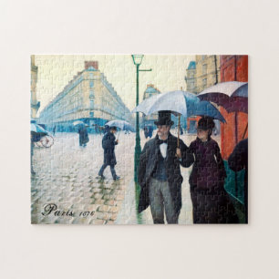 Paris France Street Scene Rainy Day Poster Puzzle