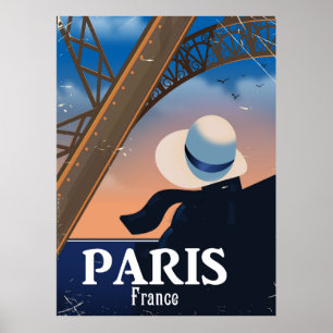 Paris France tour Eiffel affiche de voyage