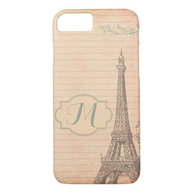 Paris France Tour Eiffel Monogram iPhone 7 Coque (Dos)