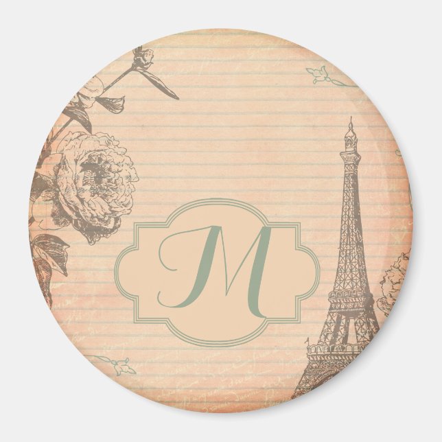 Paris France Tour Eiffel Monogramme Premier aimant (Devant)