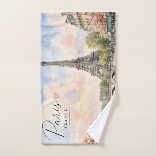 Paris France Tour Eiffel rivière seine  (Serviette à main)