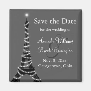 Paris la nuit Sauvez la date Magnet