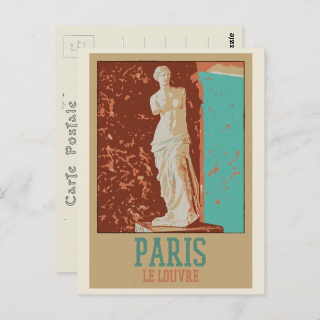 Paris Louvre illustration France Carte postale (Devant / Derrière)