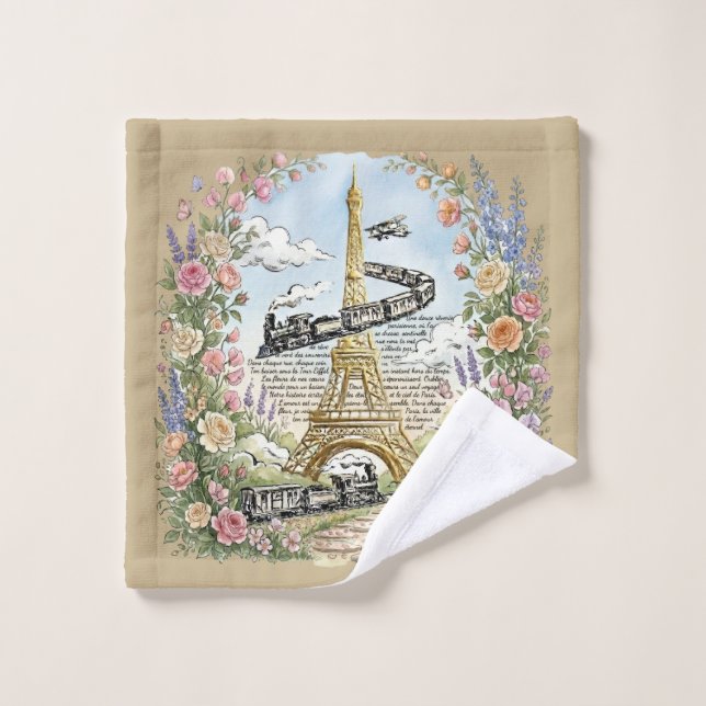 Paris romantique, Tour Eiffel, Art français (Gant de toilette)