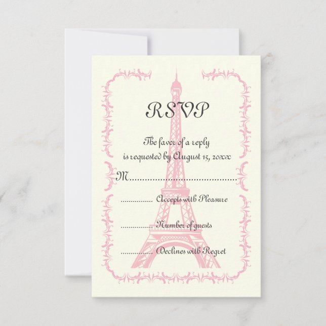 Paris rose Tour Eiffel destination mariage RSVP (Devant)