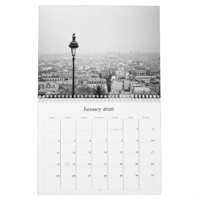Paris sur le calendrier d'aller (Jan 2026)