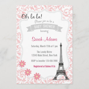Paris Thème Invitation Baby shower