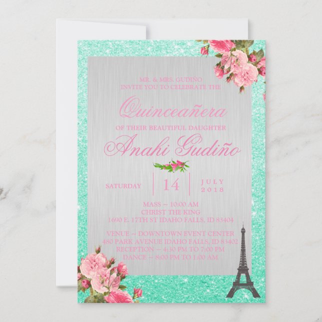 Paris Thème Quinceañera Invitation (Devant)