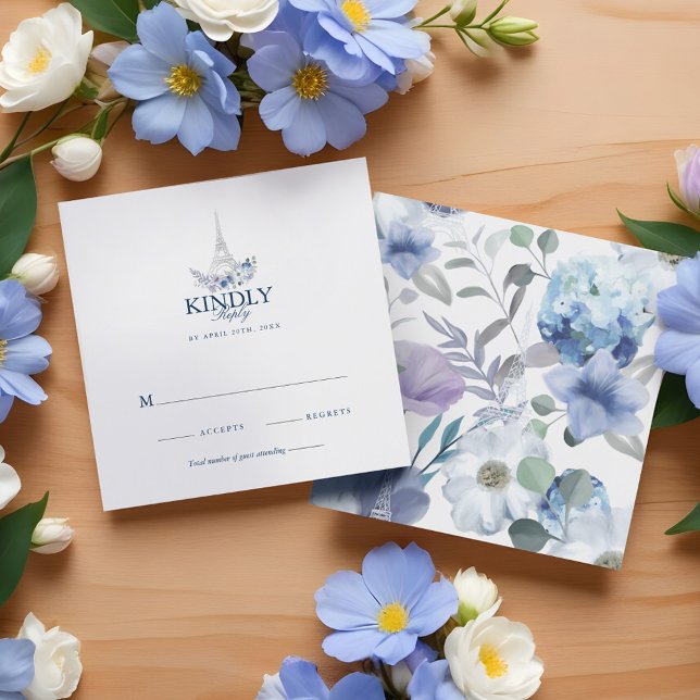 Paris Tour Eiffel Aquarelle Floral Blanc Mariage (Paris Eiffel Tower Watercolor Floral White Wedding)