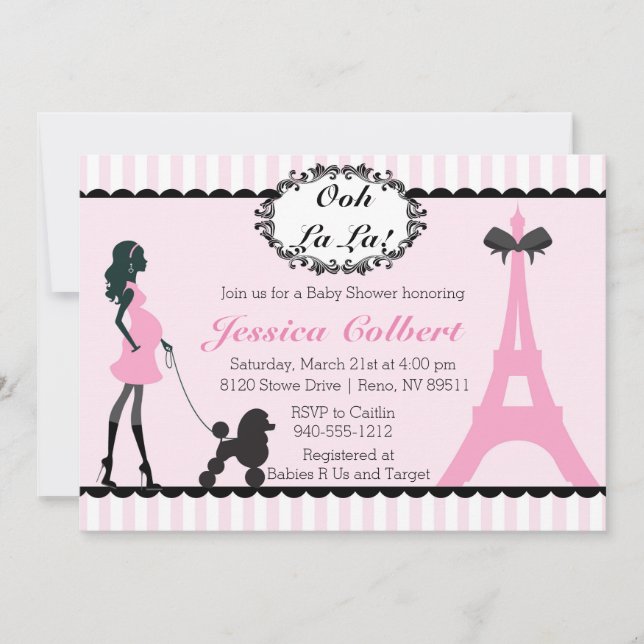 Paris Tour Eiffel Baby shower Invitation (Devant)