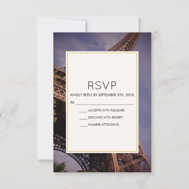 Paris Tour Eiffel Célèbre Mariage de marque RSVP (Devant)