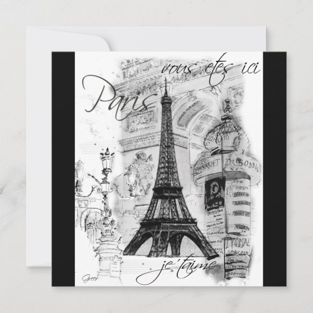 Paris Tour Eiffel Collage noir et blanc (Devant)