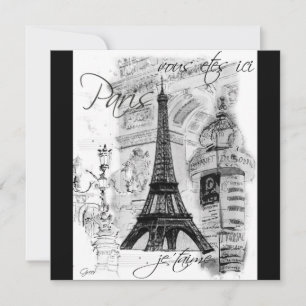 Paris Tour Eiffel Collage noir et blanc