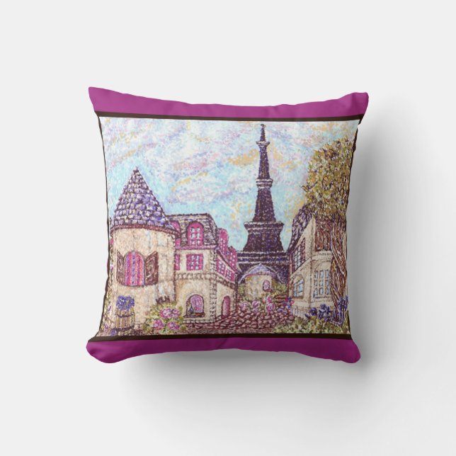Paris / Tour Eiffel, coussin vin & raisin (Recto)