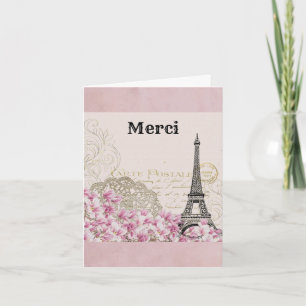 Paris Tour Eiffel France Merci Vintage rose