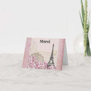 Paris Tour Eiffel France Merci Vintage rose